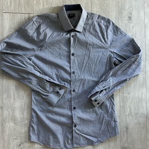 H&M purple gingham dress shirt. Medium. It look blue or black in some lighting.